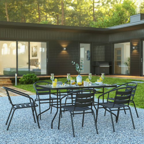 Flash Furniture TLH-089REC-017CBK6-GG 31 1/2" Patio Dining Set