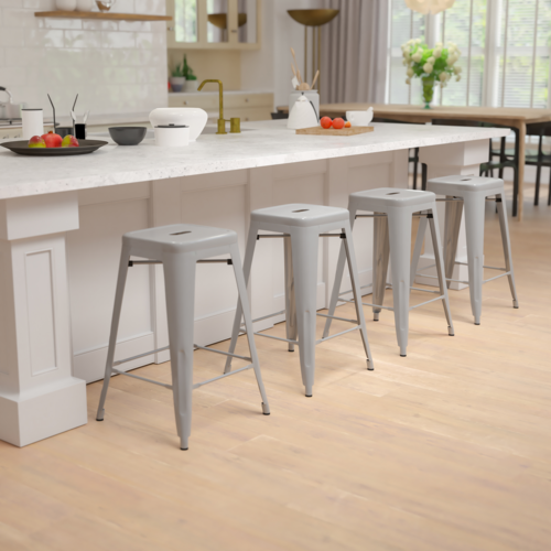Flash Furniture 4-ET-31320-24-SV-R-GG 16" Barstool
