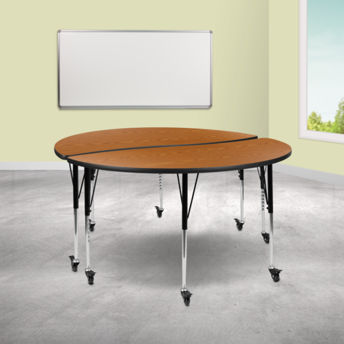Flash Furniture XU-GRP-A60-HCIRC-OAK-T-A-CAS-GG 60" Dining Table