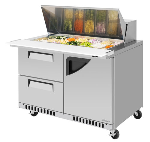 Turbo Air TST-48SD-18-D2R(L)-FB-N 48 1/4" 1 Door 18 Pan Mega Top Sandwich / Salad Prep Table