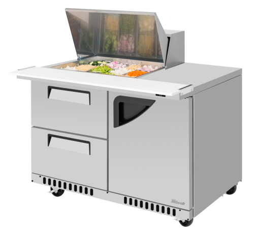 Turbo Air TST-48SD-12M-D2R(L)-FB-N 48 1/4" 1 Door 12 Pan Mega Top Sandwich / Salad Prep Table