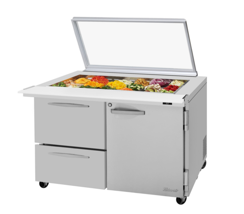 Turbo Air PST-48-18-D2R(L)-N-GL 48 1/4" 1 Door 18 Pan Mega Top Sandwich / Salad Prep Table