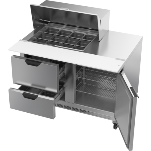 Beverage-Air SPED48HC-12M-2 48" 1 Door 12 Pan Mega Top Sandwich / Salad Prep Table
