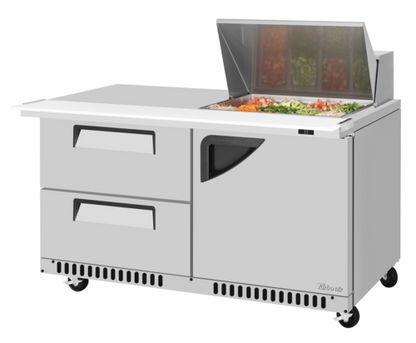 Turbo Air TST-60SD-12M-D2R(L)-FB-N(-LW) 60 1/4" 1 Door 12 Pan Mega Top Sandwich / Salad Prep Table