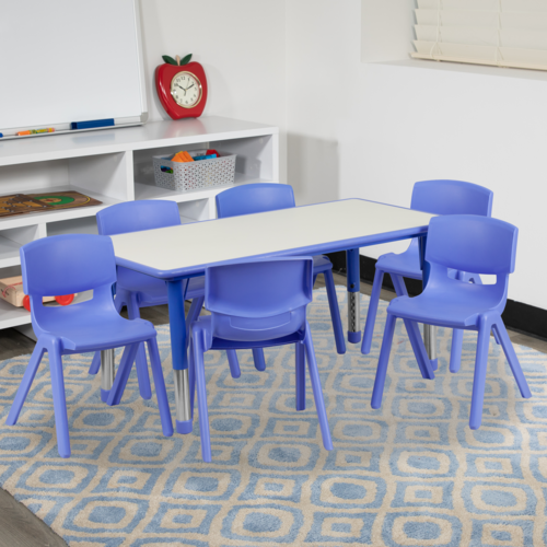 Flash Furniture YU-YCY-060-0036-RECT-TBL-BLUE-GG 23 5/8" Dining Set