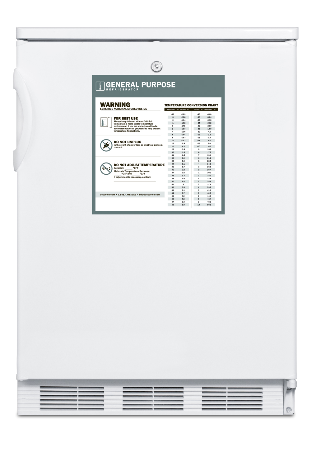 Summit FF7LWGPC 23 5/8" Solid Door Undercounter Refrigerator