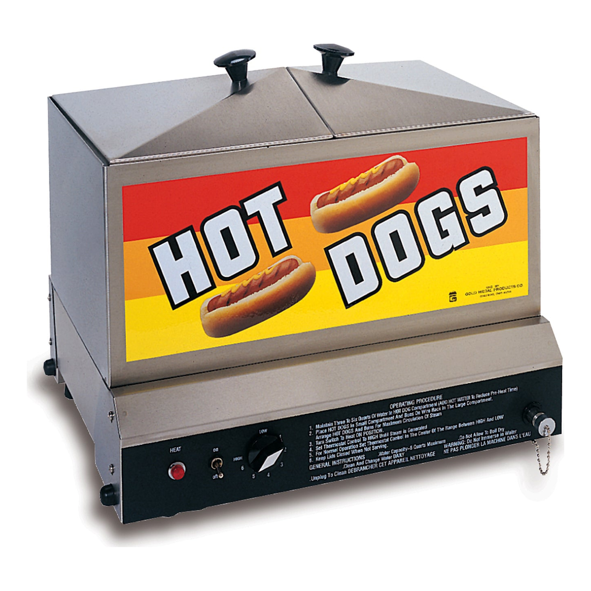 Gold Medal 8007 19" Hot Dog Steamer