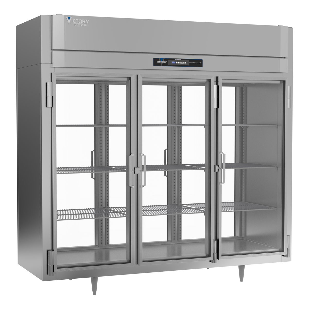 Victory RSA-3D-S1-EW-PT-G-HC 85 1/2" Solid & Glass Door Pass-Thru Refrigerator