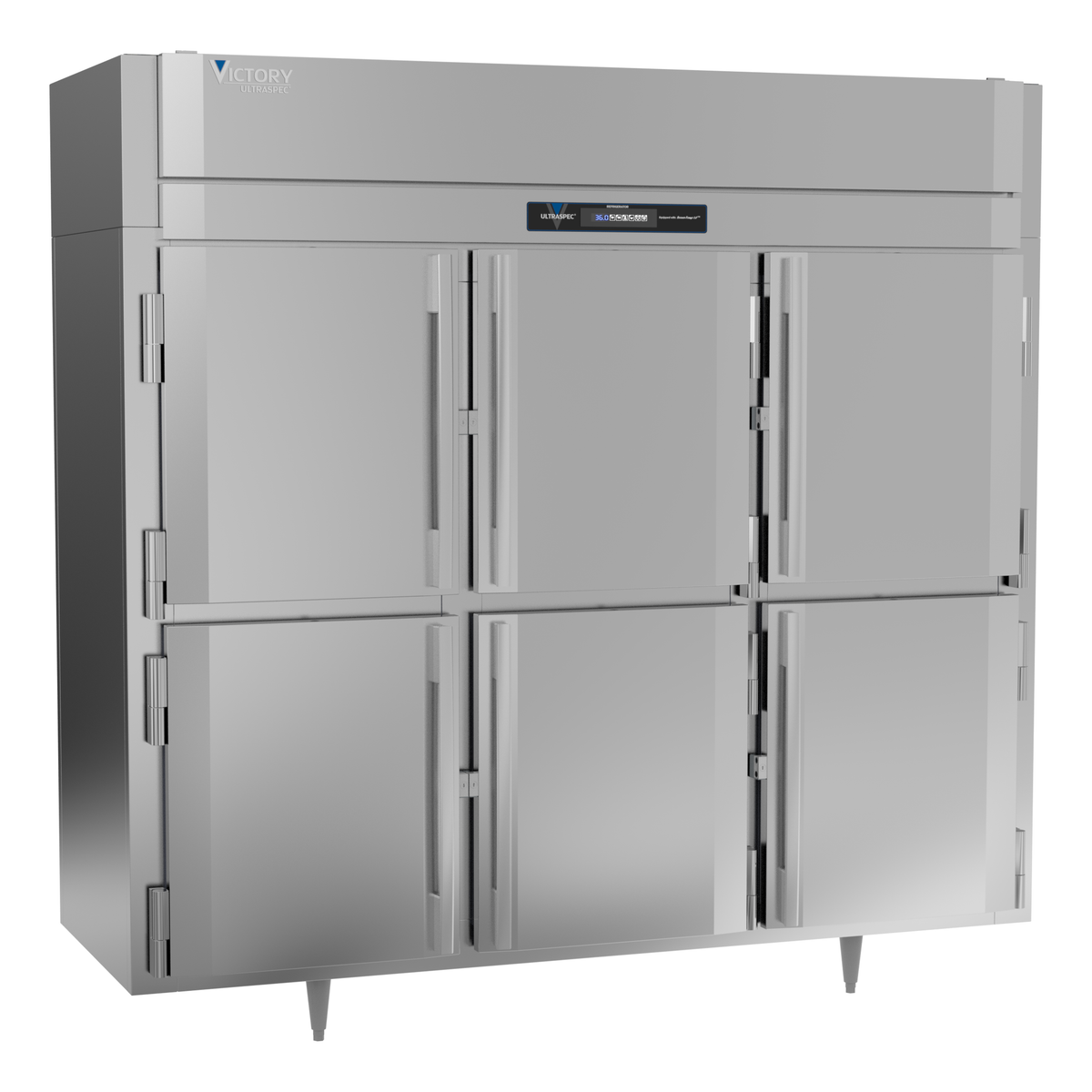 Victory RSA-3D-S1-EW-PT-HD-HC 85 1/2" Solid & Glass Door Pass-Thru Refrigerator