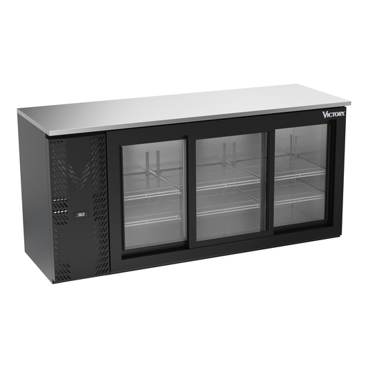 Victory VBBN72HC-F-GS-B 72" Solid Door Back Bar Cooler
