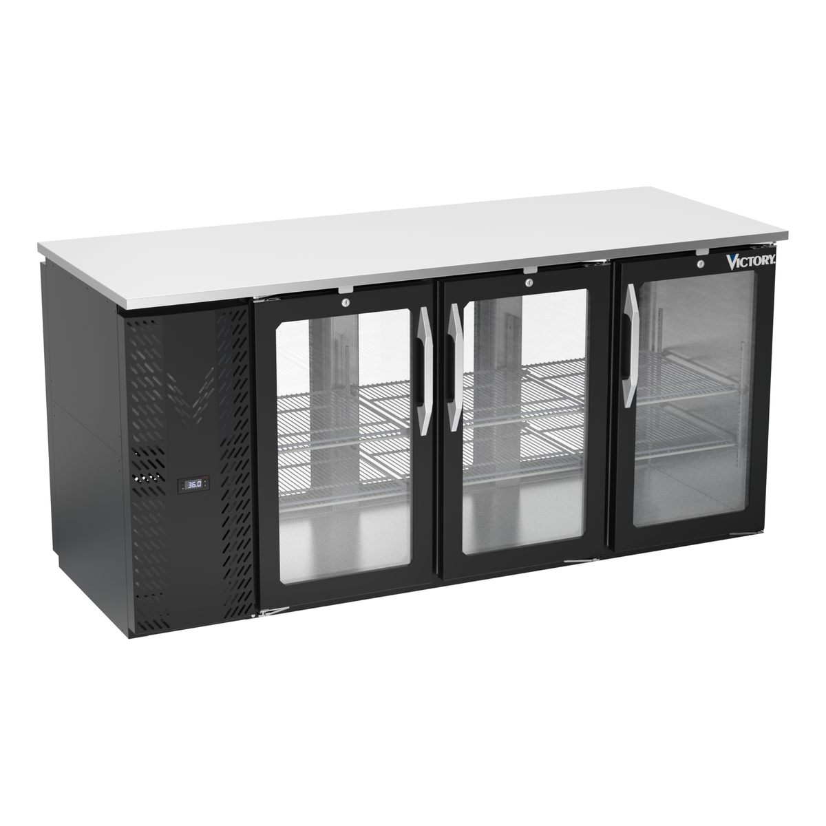 Victory VBBN72HC-FG-PT-B 72" Solid Door Back Bar Cooler