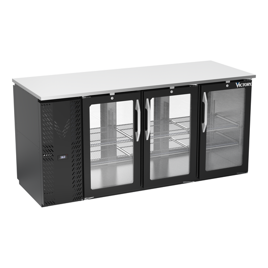 Victory VBBN72HC-FG-PT-B 72" Solid Door Back Bar Cooler