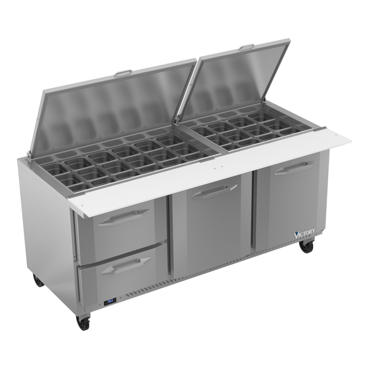 Victory VSPD72HC-30B-2 72" Mega Top Sandwich / Salad Prep Table