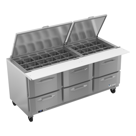 Victory VSPD72HC-30B-6 72" Mega Top Sandwich / Salad Prep Table