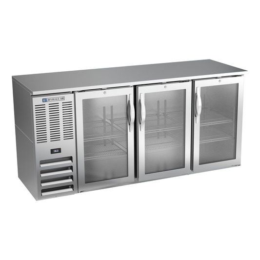 Beverage-Air BBN72HC-FG-S 72" Glass Door Back Bar Cooler