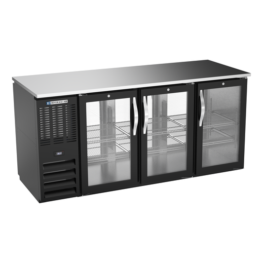 Beverage-Air BBN72HC-G-PT-B 72" Glass Door Back Bar Cooler