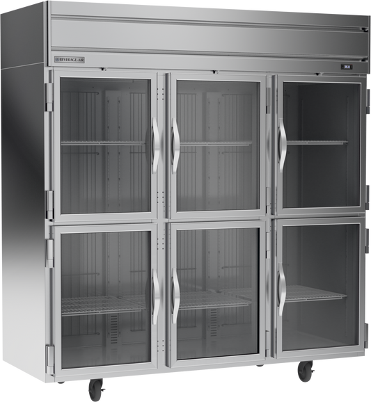 Beverage-Air HRP3HC-1HG 78" 3 Section Glass Door Reach-In Refrigerator
