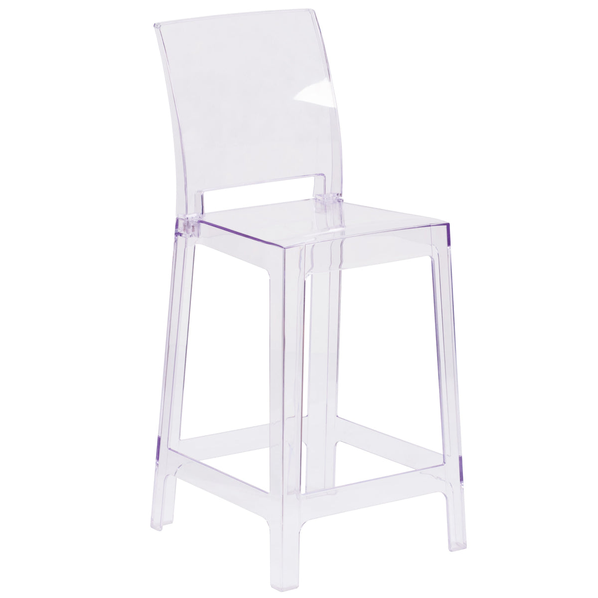 Flash Furniture OW-SQUAREBACK-24-GG Ghost Counter Stool with Square Back in Transparent Crystal - Wedding Chairs - Main view