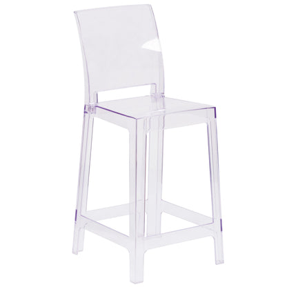 Flash Furniture OW-SQUAREBACK-24-GG Ghost Counter Stool with Square Back in Transparent Crystal - Wedding Chairs - Main view