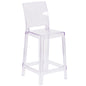 Flash Furniture OW-SQUAREBACK-24-GG Ghost Counter Stool with Square Back in Transparent Crystal - Wedding Chairs - Main view