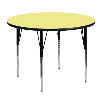 Flash Furniture XU-A48-RND-YEL-T-A-GG 48" RD Yellow Thermal Laminate Activity Table - Standard Height Adjustable Legs (Yellow Top/Black Frame) - Main view