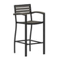 Flash Furniture XU-DG-HW6036B-ARM-GY-GG Commercial Grade Outdoor Bar Stool with Armrests and Poly Resin Slats-Gray Wash - Main view