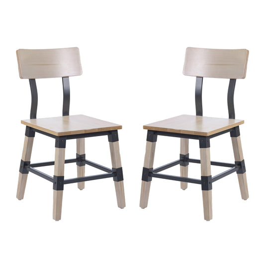Flash Furniture 2-XU-DG-W0236-ANTWHT-GG 2 Pack Commercial Rustic Antique White Industrial Style Wood Dining Chair - Main view