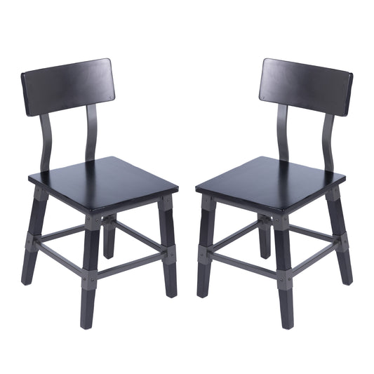 Flash Furniture 2-XU-DG-W0236-BLK-GG 2 Pack Commercial Rustic Black Industrial Style Wood Dining Chair - Main view