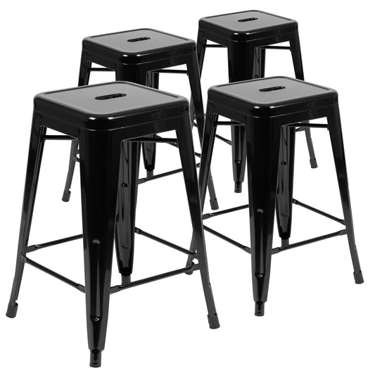 Flash Furniture 4-ET-31320-24-BK-R-GG 16" Barstool