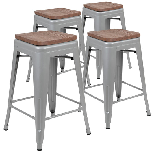 Flash Furniture 4-ET-31320W-24-SV-R-GG 16" Barstool