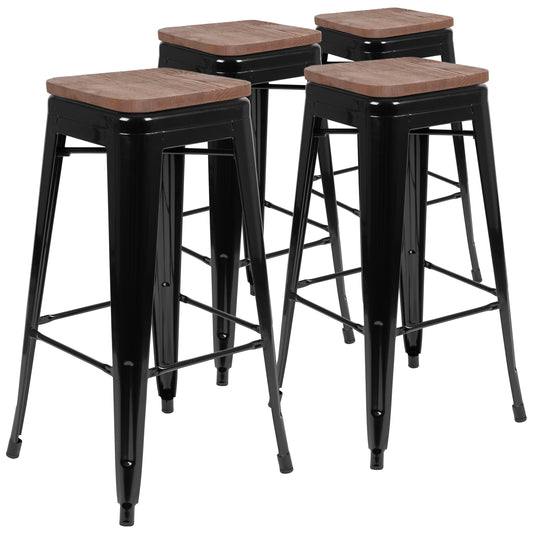 Flash Furniture 4-ET-31320W-30-BK-R-GG 16" Barstool