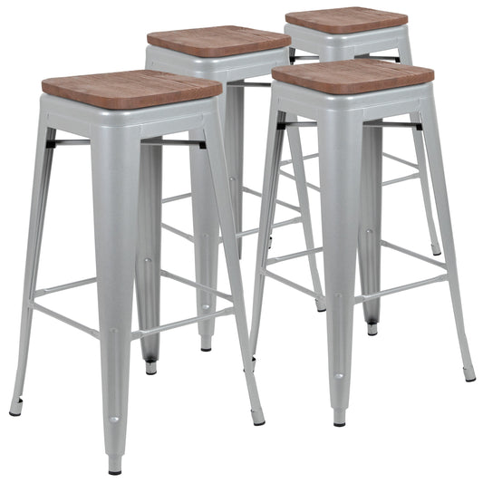 Flash Furniture 4-ET-31320W-30-SV-R-GG 16" Barstool