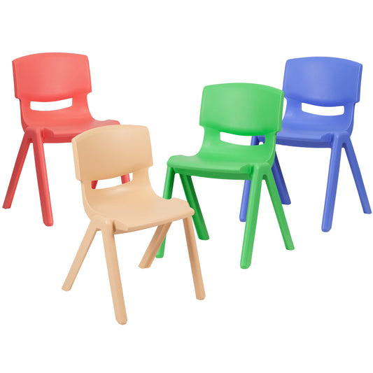 Flash Furniture 4-YU-YCX4-004-MULTI-GG 4 Pack Plastic Stackable K-2 School Chair with 13.25"H Seat, Assorted Colors - Main view