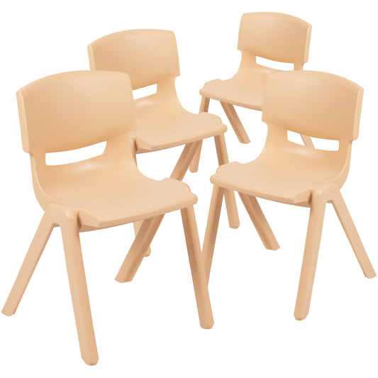 Flash Furniture 4-YU-YCX4-004-NAT-GG 4 Pack Natural Plastic Stack School Chair with 13.25"H Seat, K-2 School Chair - Main view
