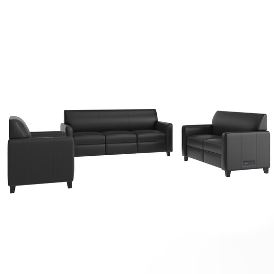Flash Furniture BT-827U-SET-BLK-GG Reception Set in Black with Clean Line Stitched Frame - Hospitality Seating - Main view