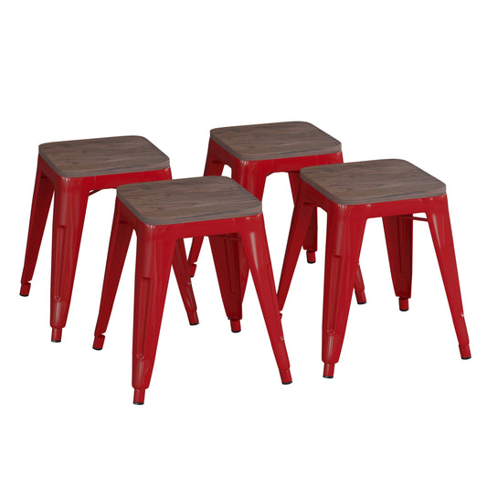 Flash Furniture ET-BT3503-18-RED-WD-GG 15 3/4" Barstool