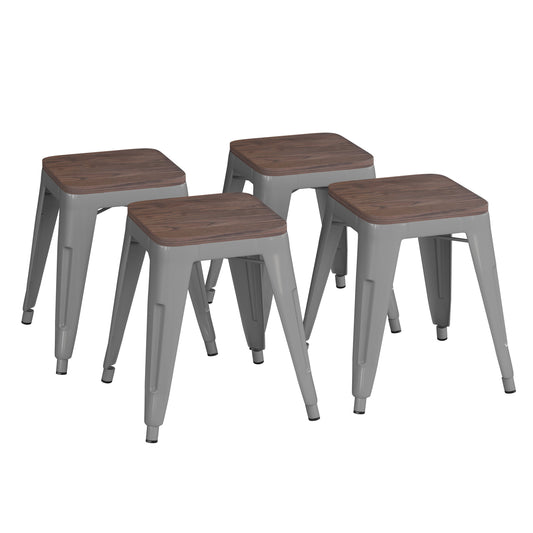 Flash Furniture ET-BT3503-18-SIL-WD-GG 15 3/4" Barstool