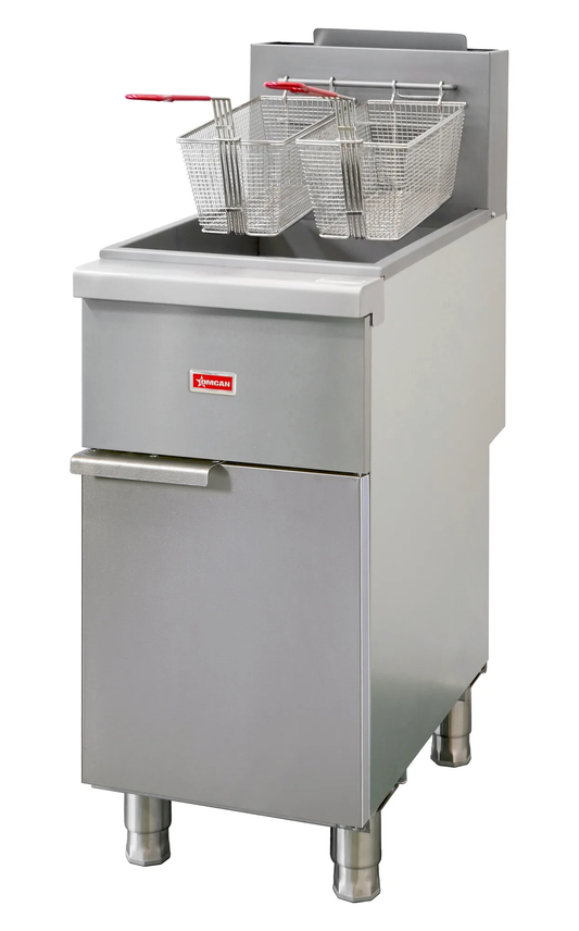 Omcan 48305 15 1/2" 40 lb Gas Floor Fryer