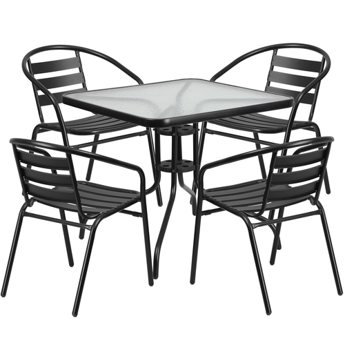 Flash Furniture TLH-0732SQ-017CBK4-GG Patio Dining Set