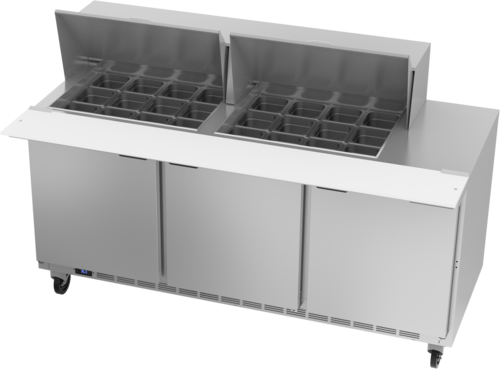 Beverage-Air SPE72HC-24M 72" 3 Doors 24 Pan Mega Top Sandwich / Salad Prep Table