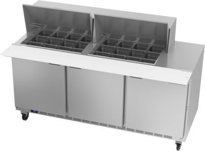 Beverage-Air SPE72HC-24M 72" 3 Doors 24 Pan Mega Top Sandwich / Salad Prep Table