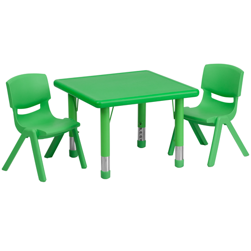 Flash Furniture YU-YCX-0023-2-SQR-TBL-GREEN-R-GG Dining Set