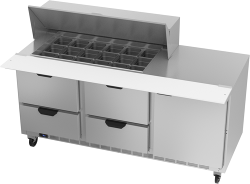 Beverage-Air SPED72HC-18M-4 72" 1 Door 18 Pan Mega Top Sandwich / Salad Prep Table