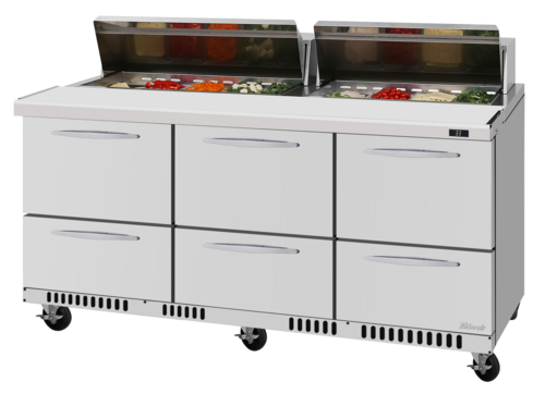 Turbo Air PST-72-D6-FB-N 72 5/8" 6 Drawer 18 Pan Mega Top Sandwich / Salad Prep Table