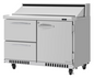 Turbo Air PST-48-D2R(L)-FB-N 48 1/4" 1 Door 12 Pan Sandwich / Salad Prep Table