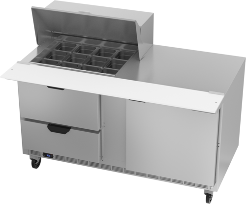 Beverage-Air SPED60HC-12M-2 60" 1 Door 12 Pan Mega Top Sandwich / Salad Prep Table