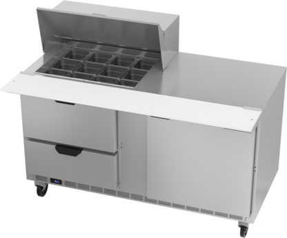Beverage-Air SPED60HC-12M-2 60" 1 Door 12 Pan Mega Top Sandwich / Salad Prep Table