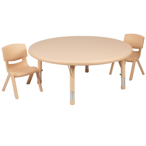 Flash Furniture YU-YCX-0053-2-ROUND-TBL-NAT-R-GG 45" Dining Set