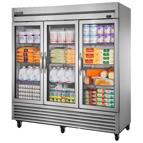 True T-72G-HC~FGD01 78 1/8" 3 Section Glass Door Reach-In Refrigerator