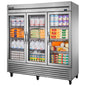 True T-72G-HC~FGD01 78 1/8" 3 Section Glass Door Reach-In Refrigerator